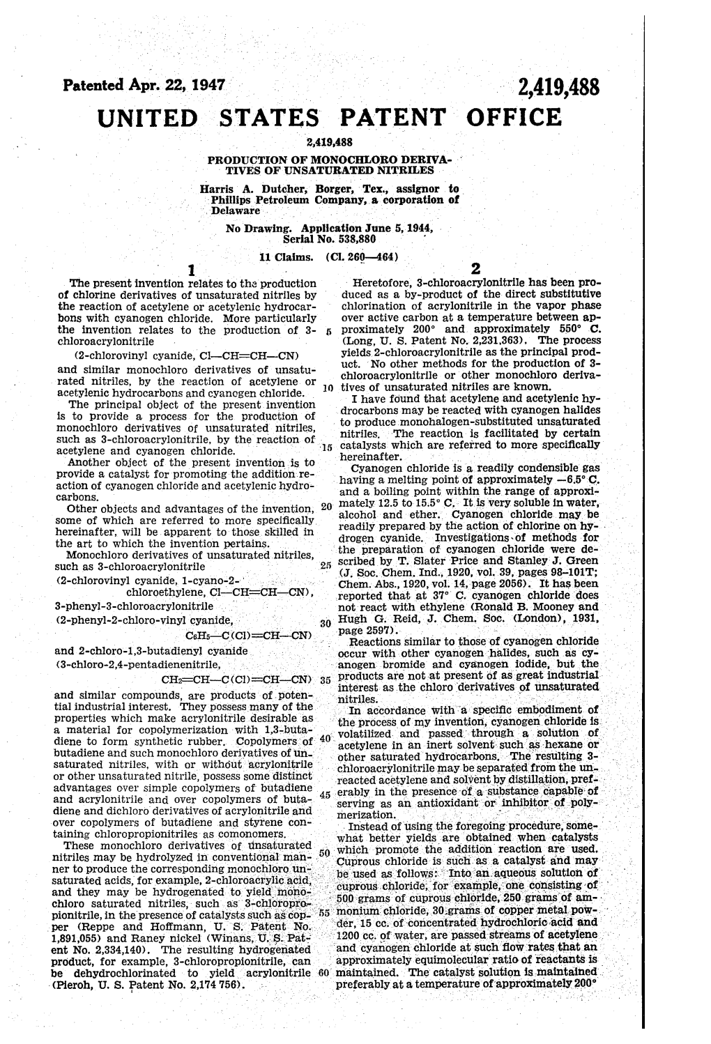 Patented Apr. 2, 1947 2,419,488