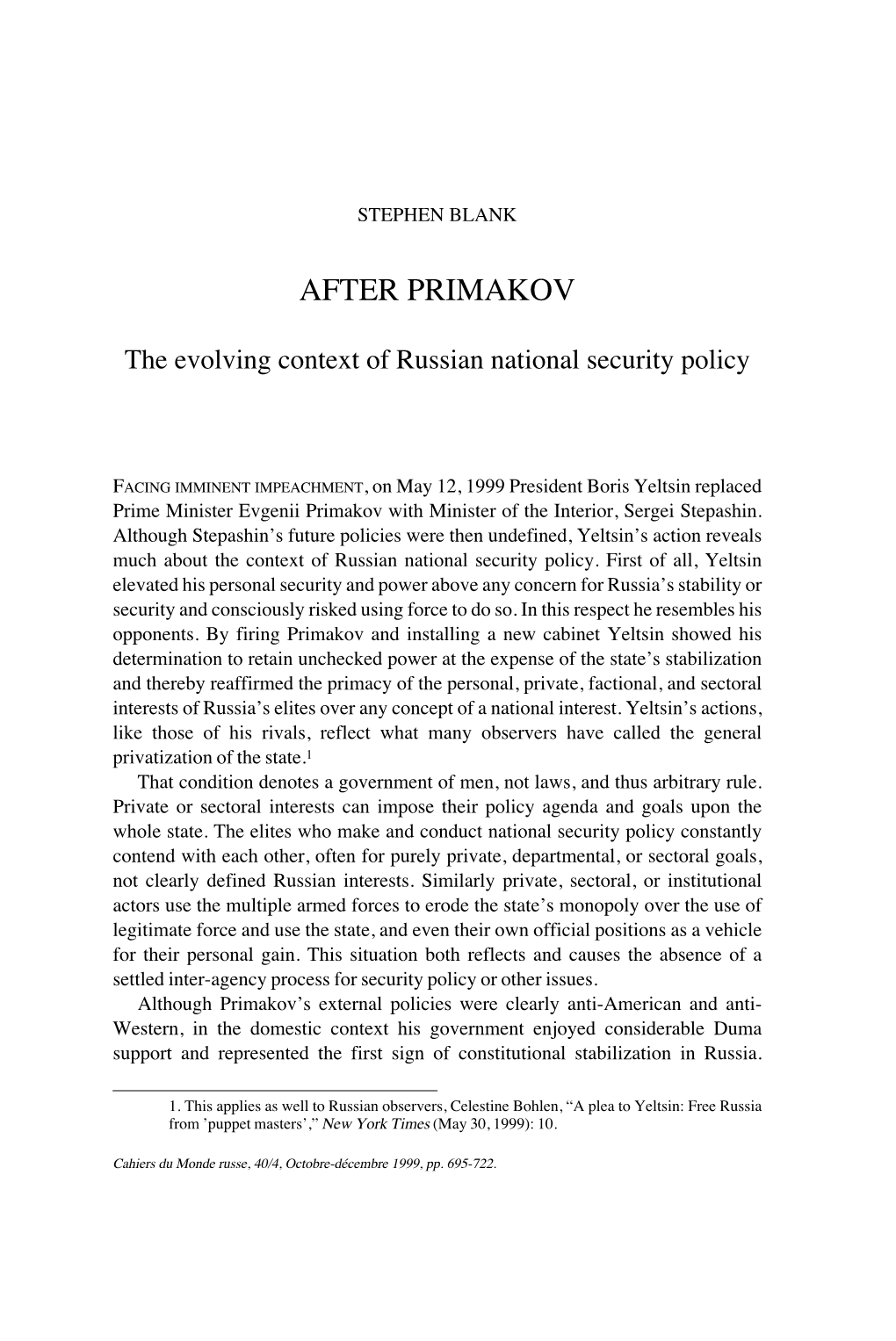 After Primakov