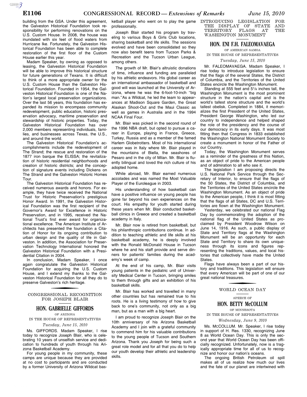 CONGRESSIONAL RECORD— Extensions of Remarks E1106 HON