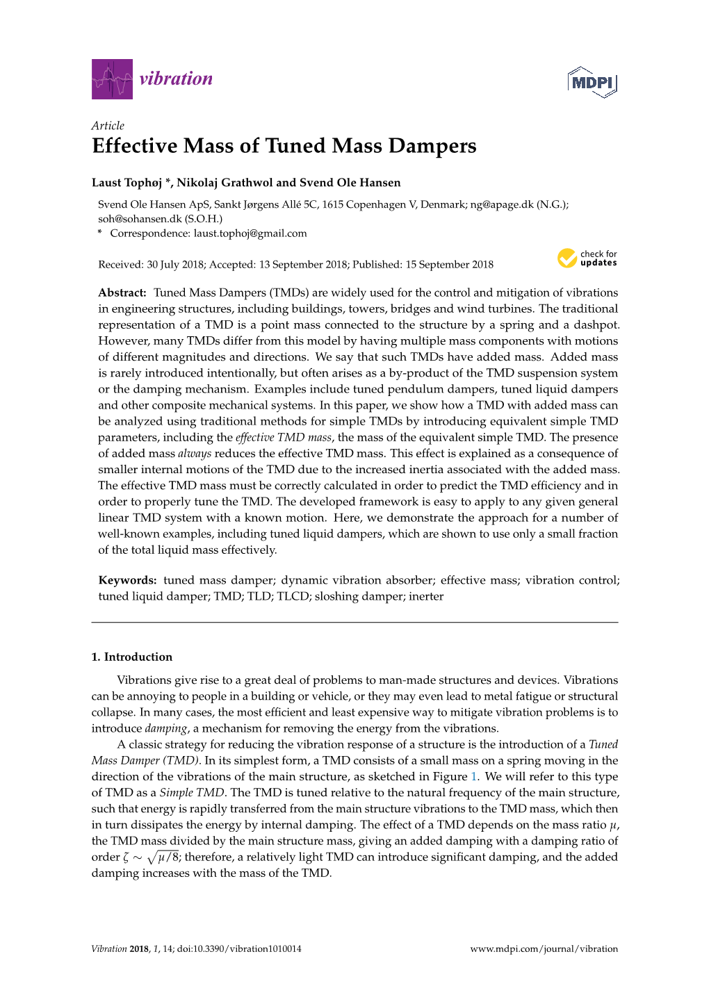 Effective Mass of Tuned Mass Dampers