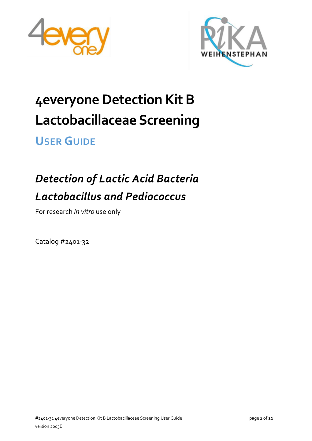 Manual 2401-32 4Everyone Detection Kit B Lactobacillaceae Screening