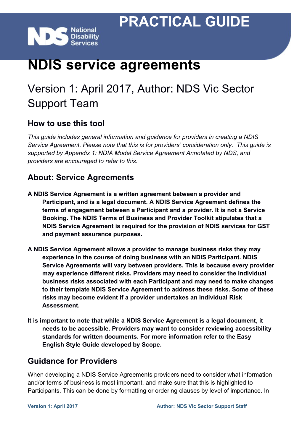 Practical Guide: NDIS Service Agrement