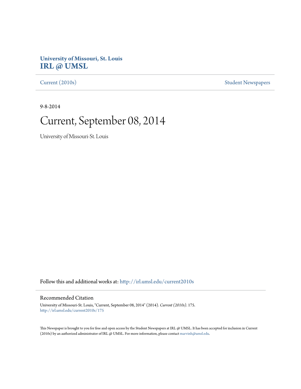Current, September 08, 2014 University of Missouri-St