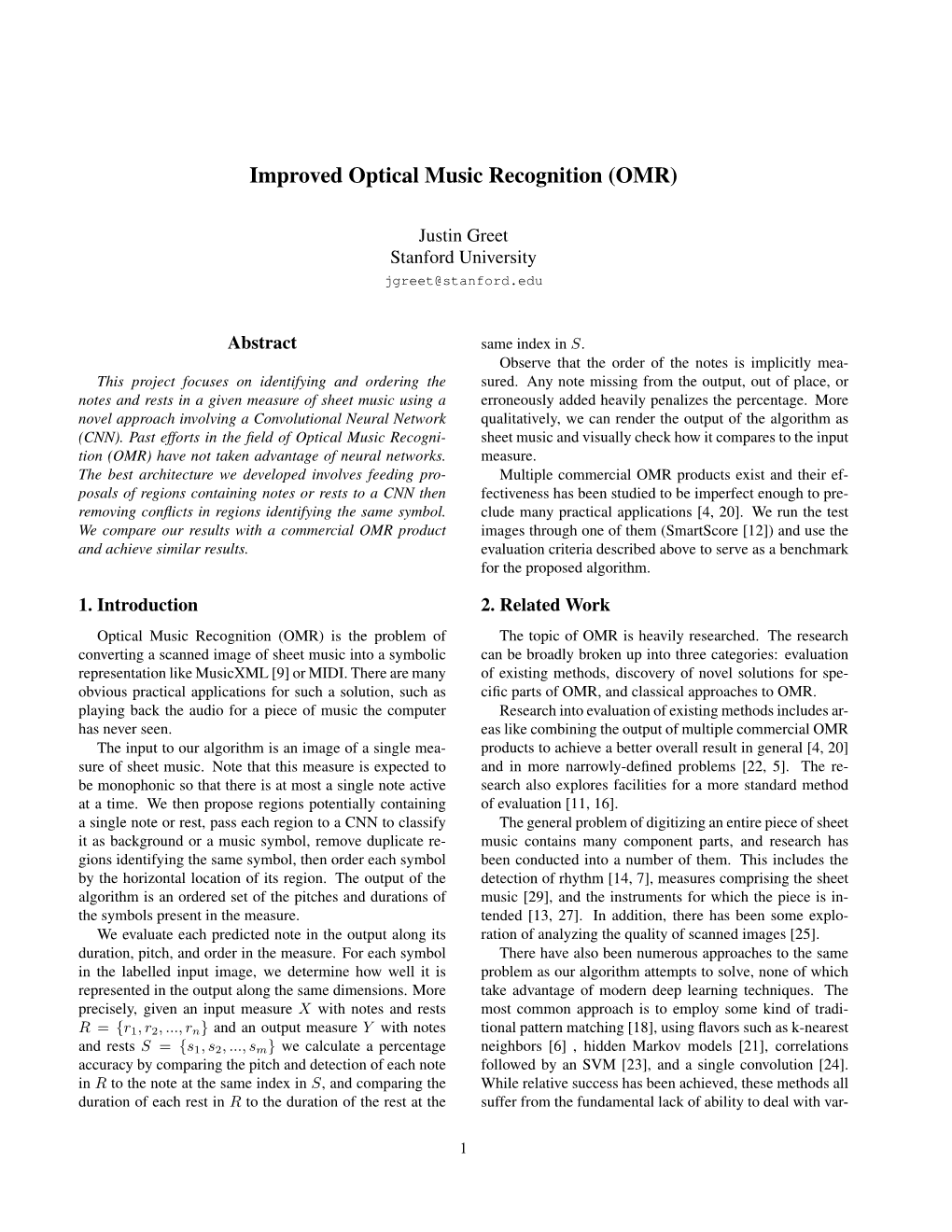 Improved Optical Music Recognition (OMR)