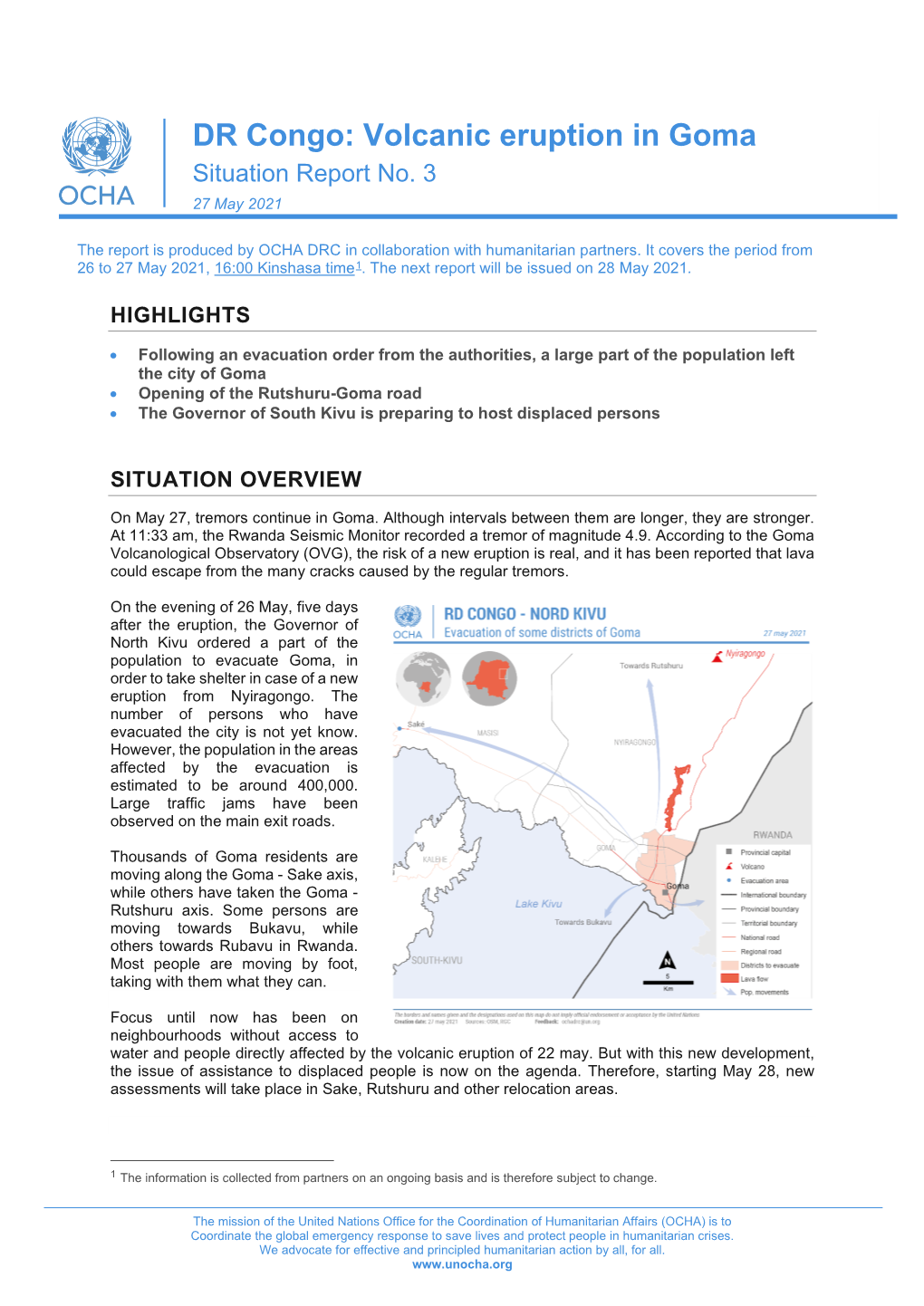 Volcanic Eruption in Goma Situation Report No