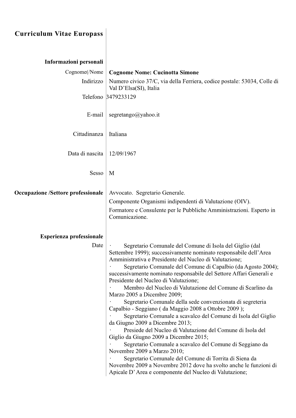 Segretario Geneale Simone Cucinotta Curriculum Vitae 16 12 2019.Pdf