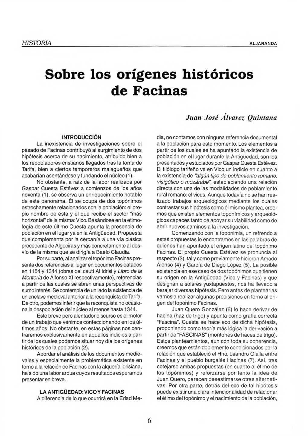 Sobre Los Orígenes Históricos De Facinas