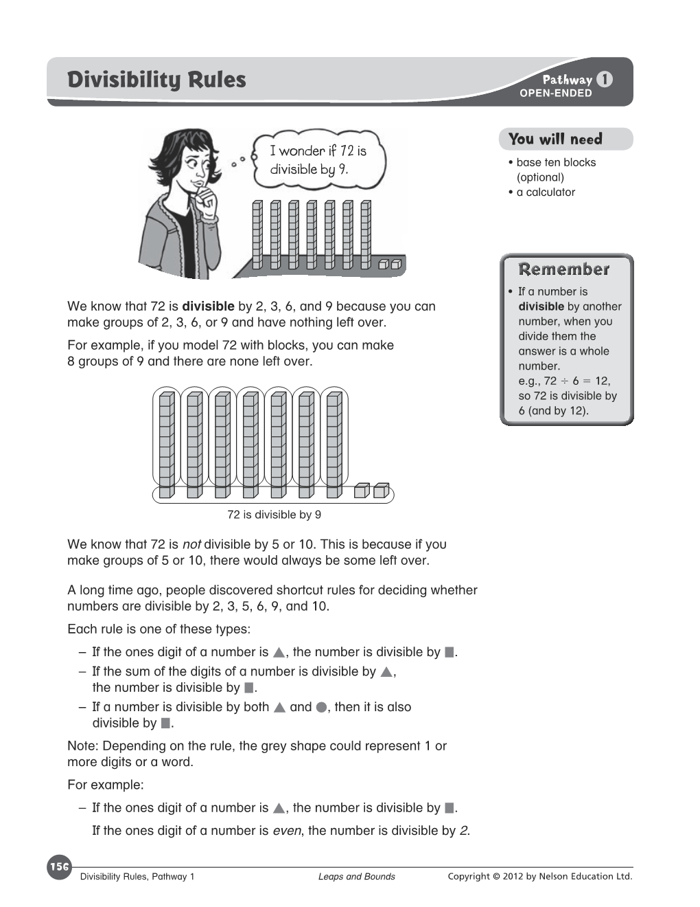 Divisibility Rules Pathway 1 OPEN-ENDED