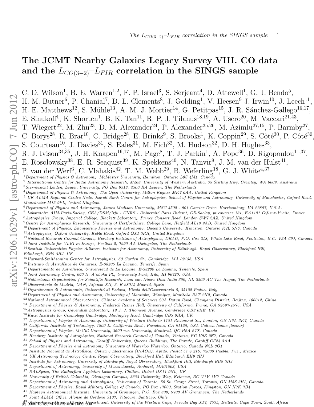 The JCMT Nearby Galaxies Legacy Survey VIII. CO Data and the LCO(3