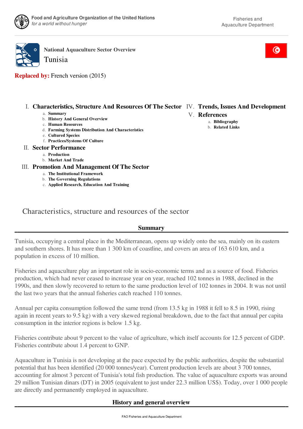 National Aquaculture Sector Overview Tunisia