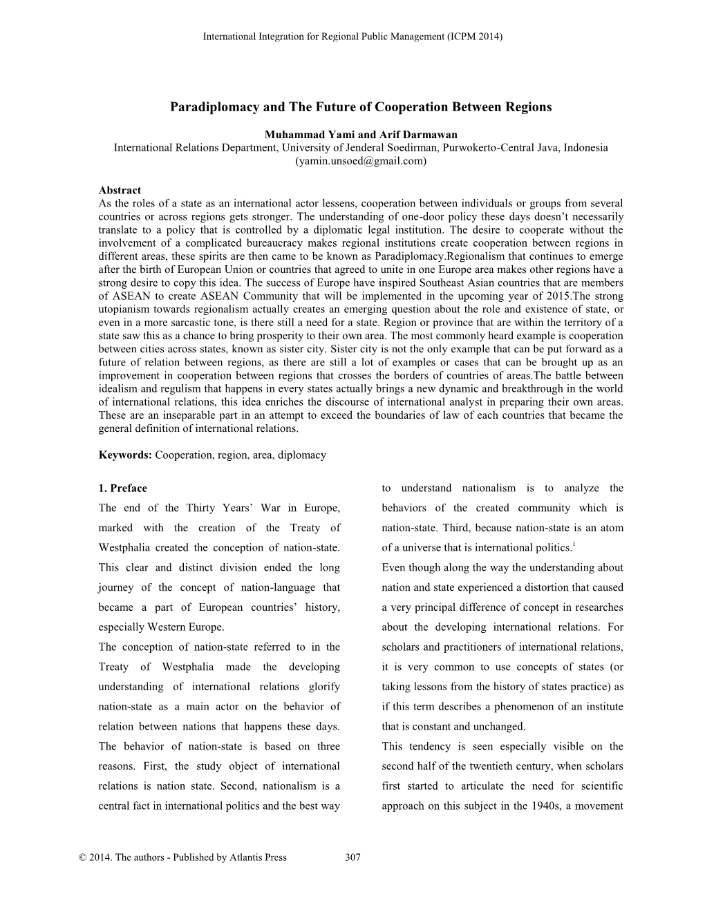 Paradiplomacy and the Future of Cooperation Between Regions