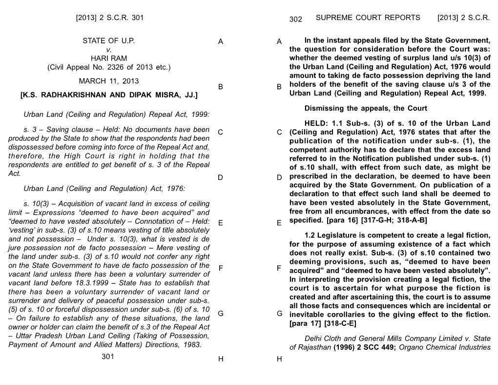 SUPREME COURT REPORTS [2013] 2 SCR STATE of up V. HARI