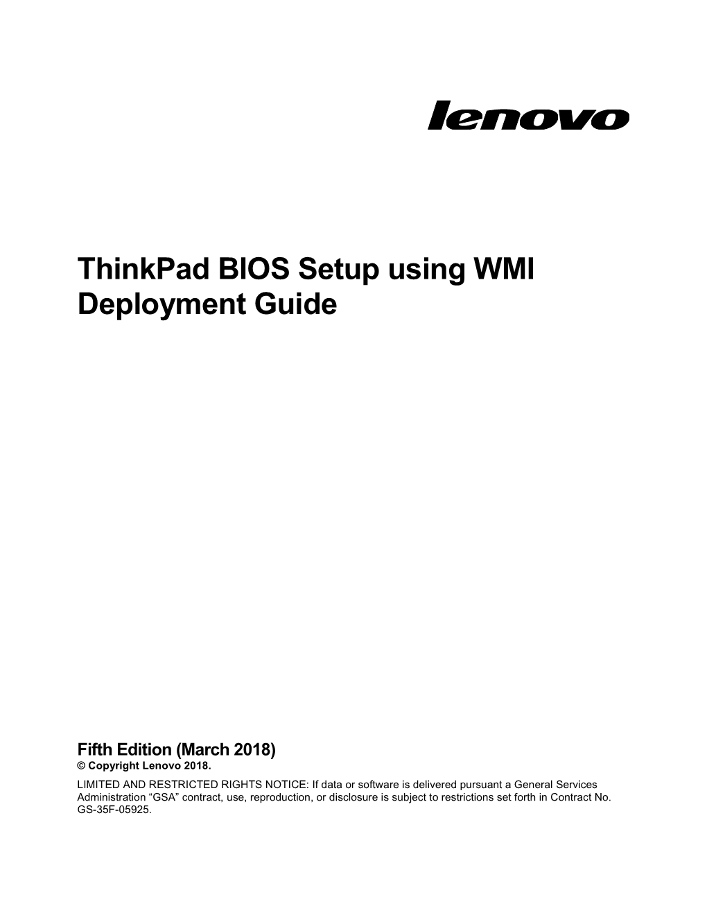 Thinkpad BIOS Setup Using WMI Deployment Guide