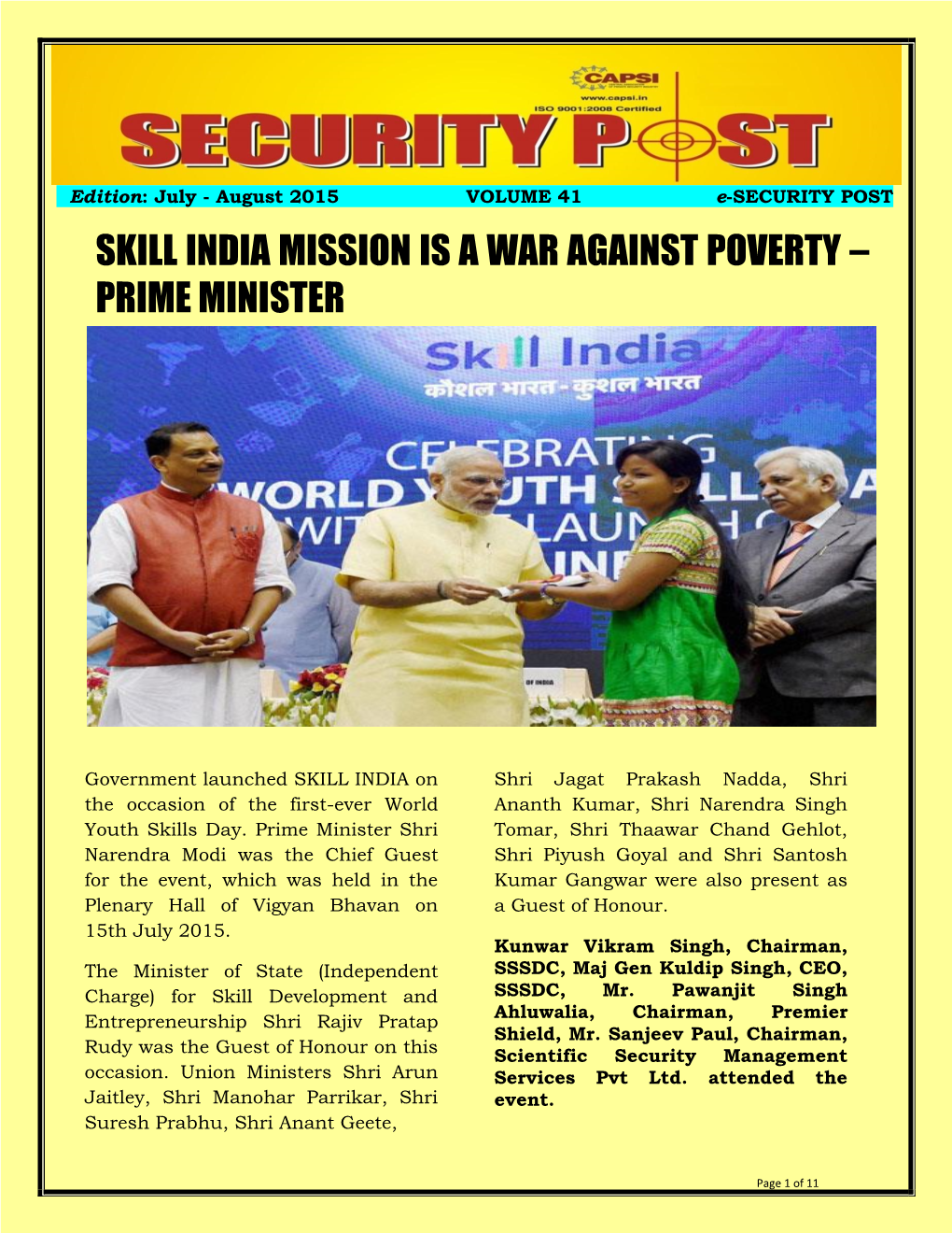 Skill India Mission Is a War Against Poverty –