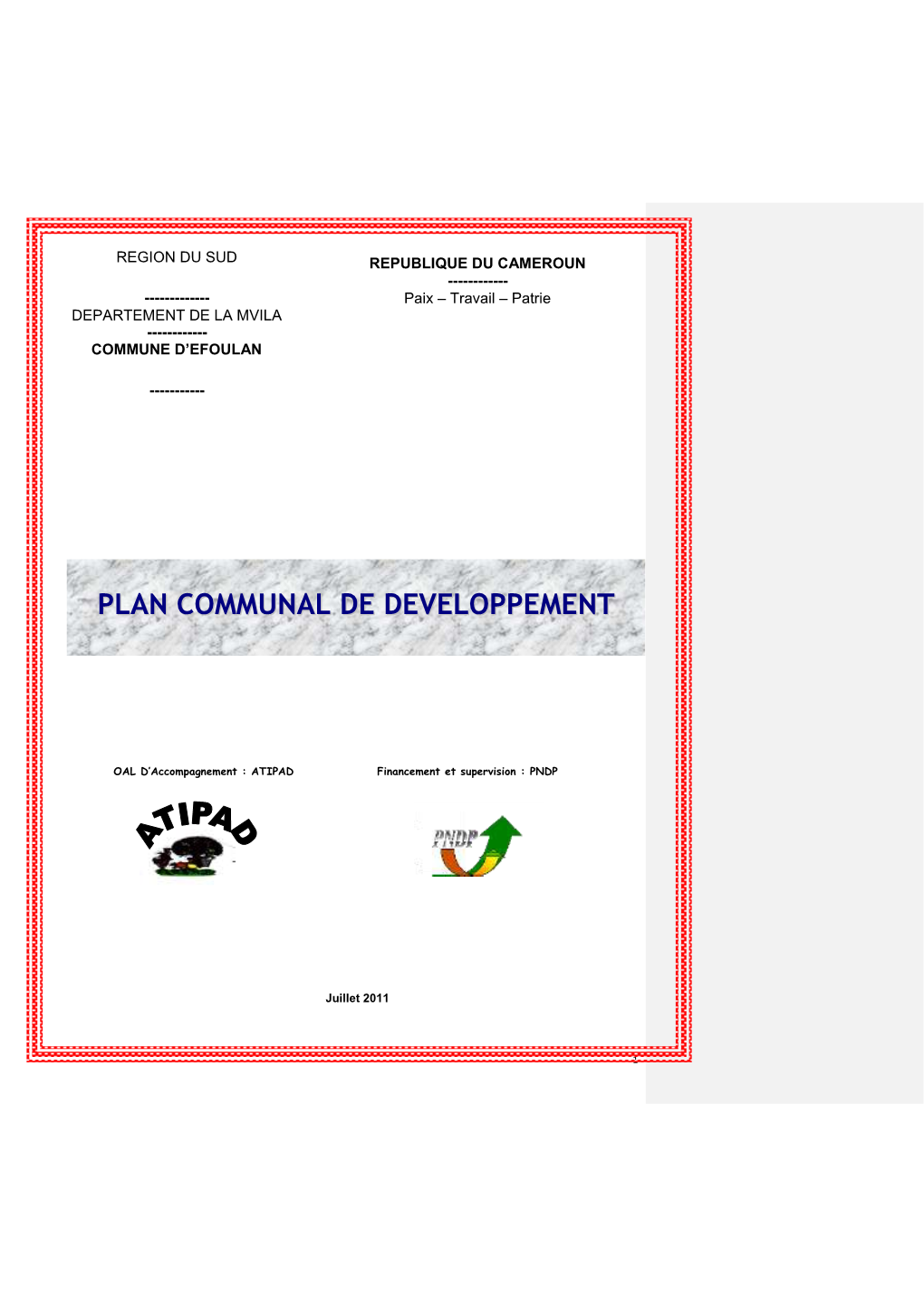 Plan Communal De Developpement