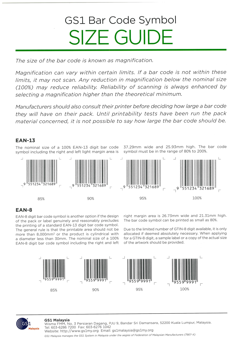 Overall Dimensions of EAN-13 and EAN-8 Bar Codes