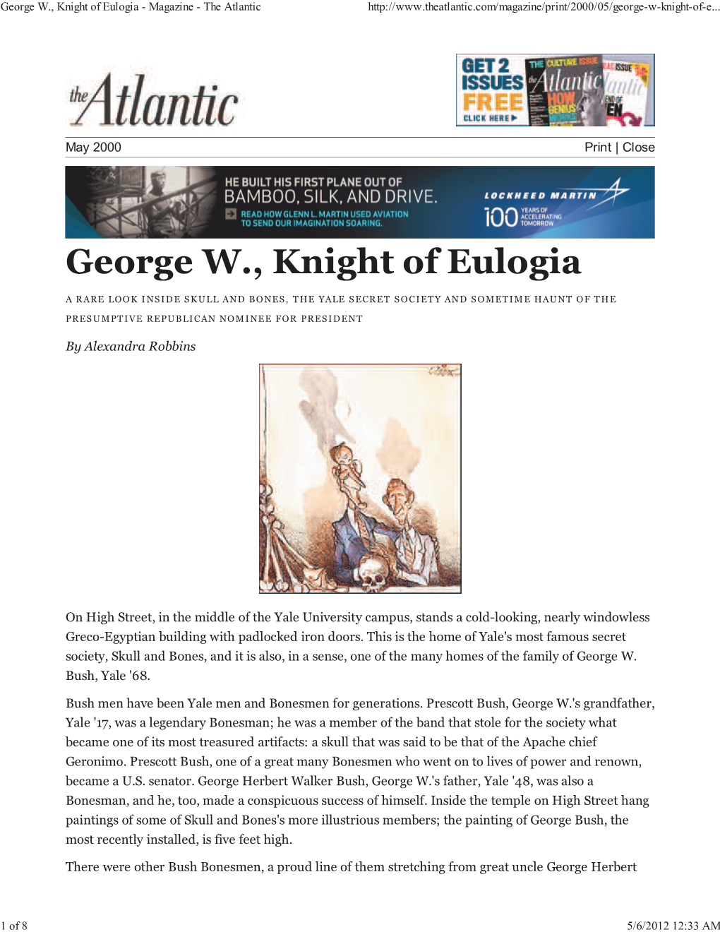 George W., Knight of Eulogia - Magazine - the Atlantic