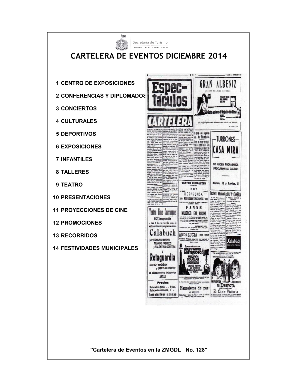 Cartelera De Eventos Diciembre 2014