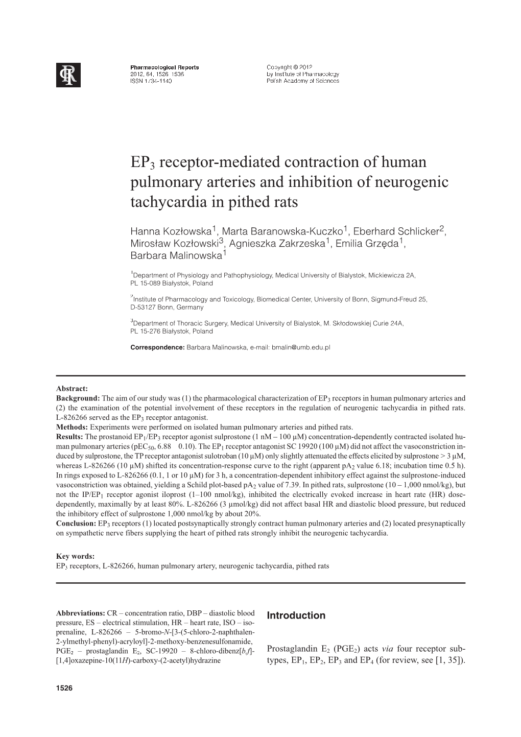 EP3 Receptor-Mediated Contraction of Human Pulmonary Arteries And
