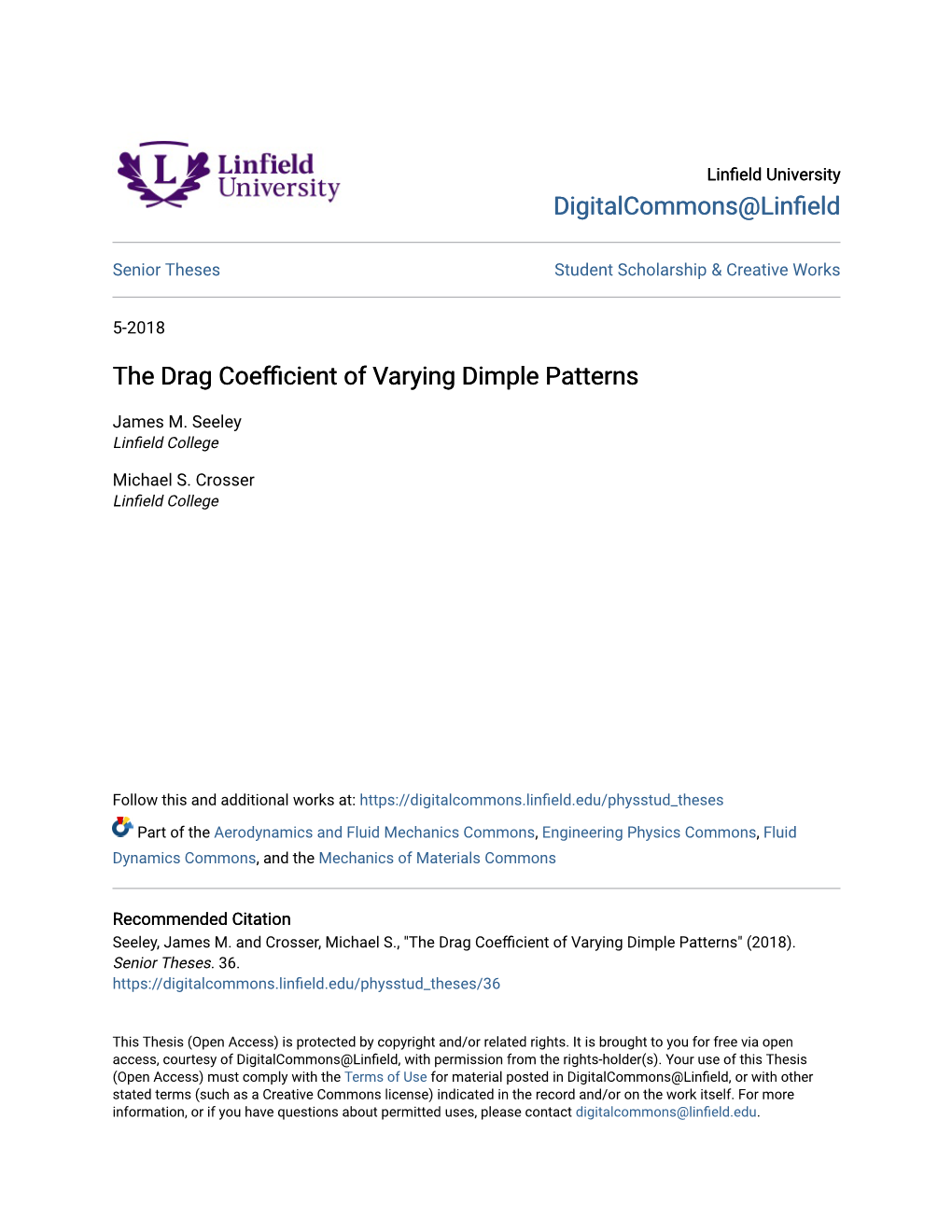 The Drag Coefficient of Varying Dimple Patterns