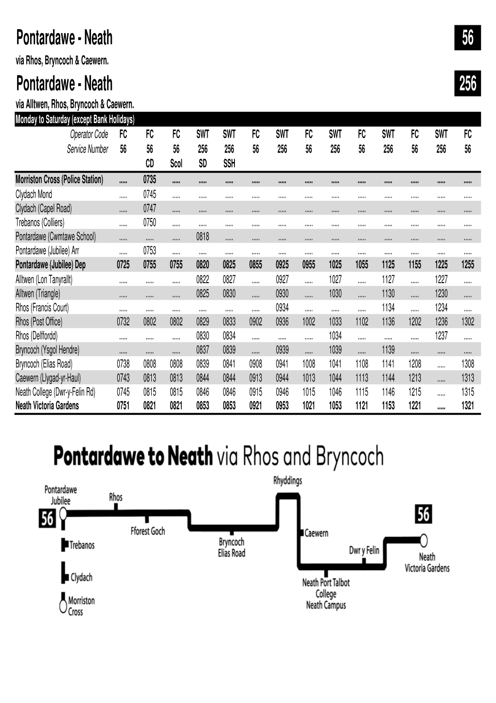 Neath 56 Via Rhos, Bryncoch & Caewern