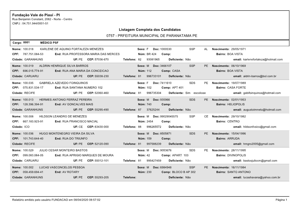 PRFEITURA MUNICIPAL DE PARANATAMA PE Fundação Vale