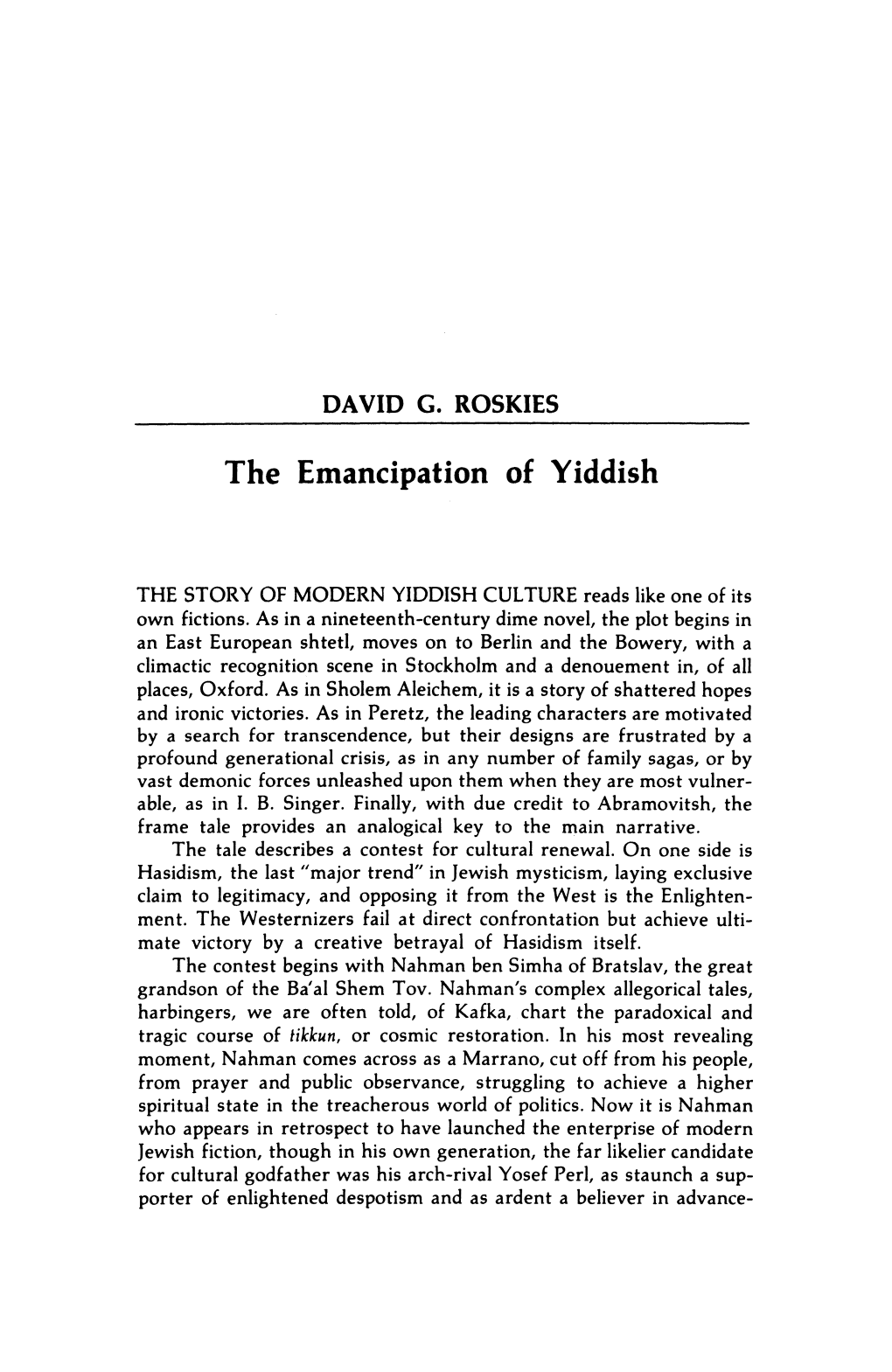 The Emancipation of Yiddish