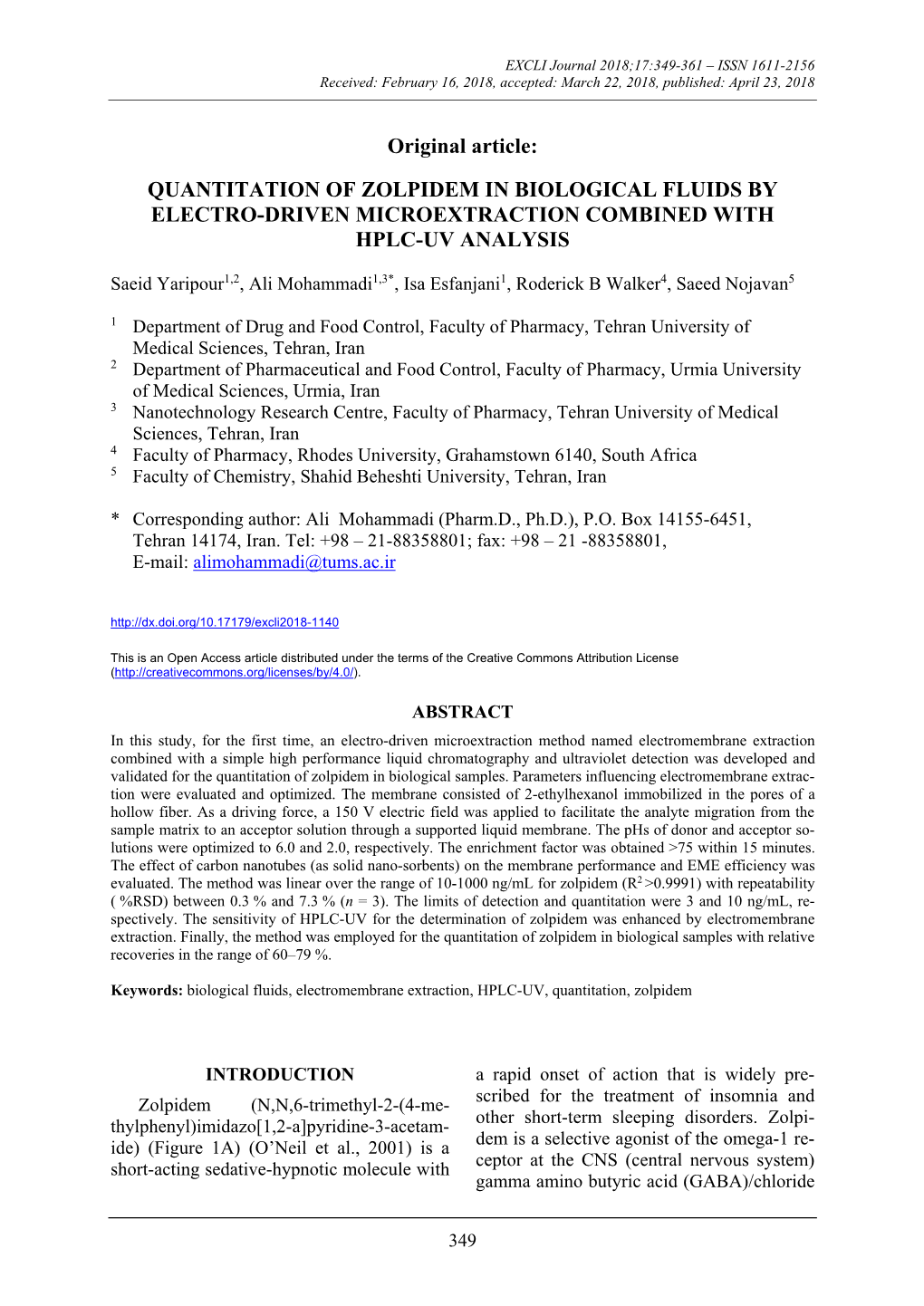 Quantitation of Zolpidem in Biological Fluids by Electro-Driven Microextraction Combined with Hplc-Uv Analysis