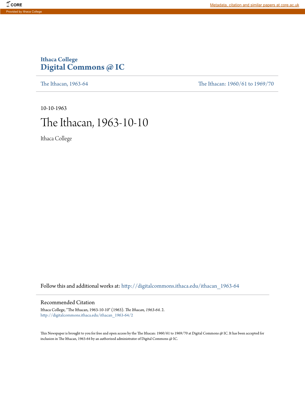 The Ithacan, 1963-10-10