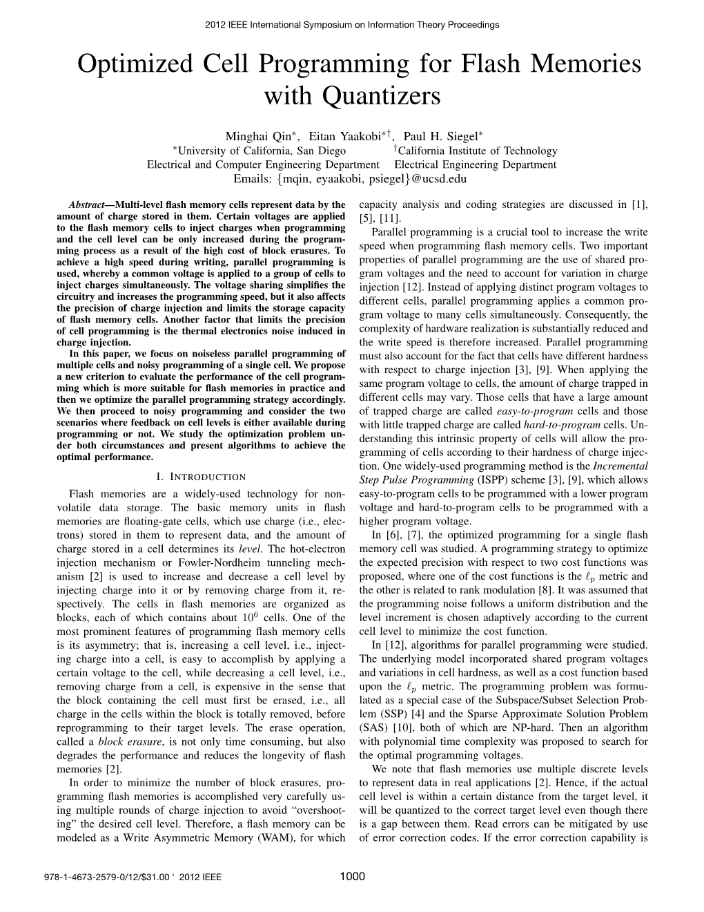 Optimized Cell Programming for Flash Memories with Quantizers