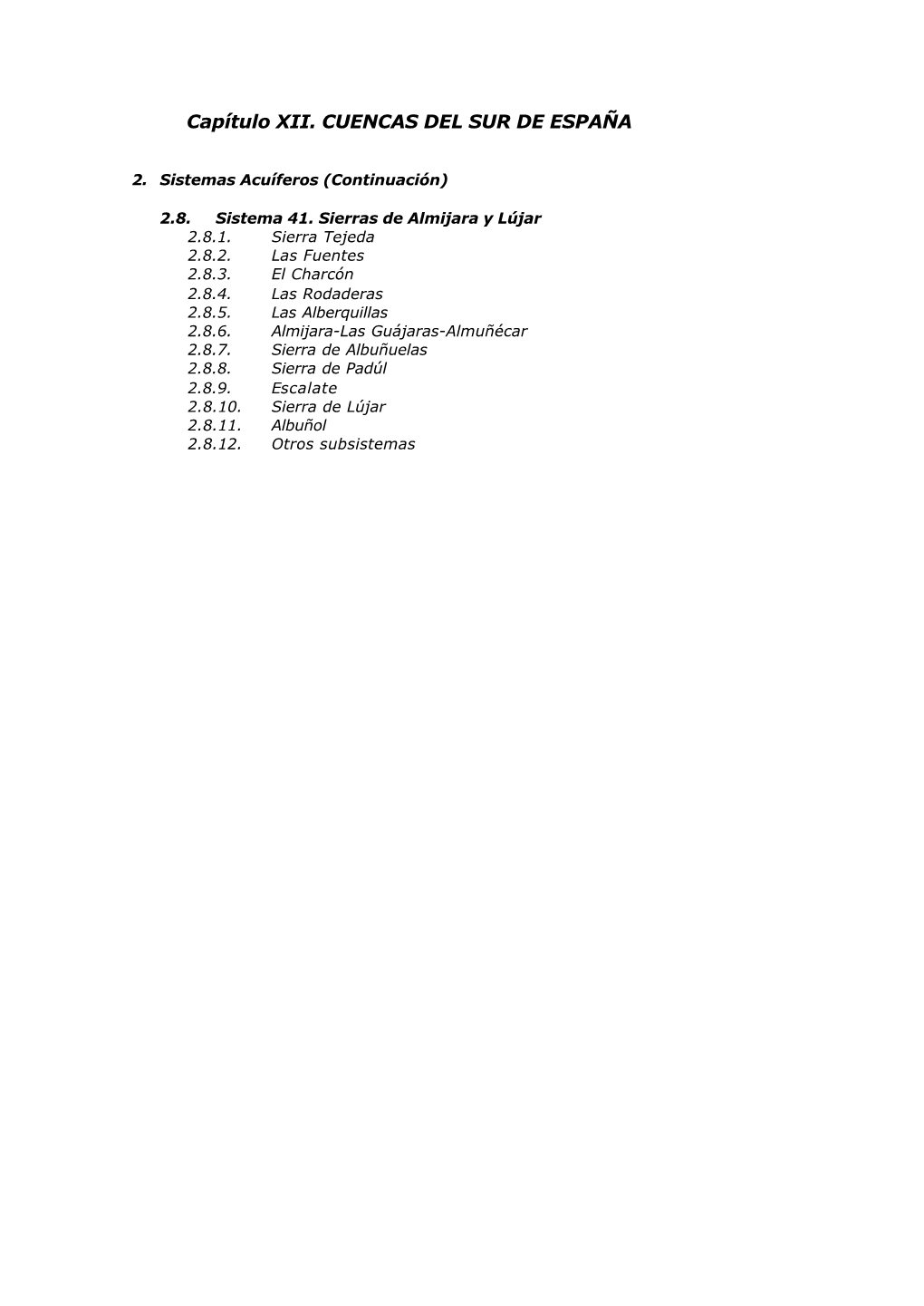 Capítulo XII. CUENCAS DEL SUR DE ESPAÑA