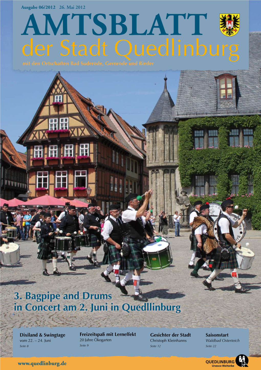 AMTSBLATT Der Stadt Quedlinburg Mit Den Ortschaften Bad Suderode, Gernrode Und Rieder