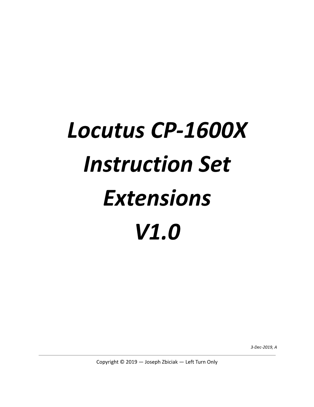 Locutus CP-1600X Instruction Set Extensions V1.0