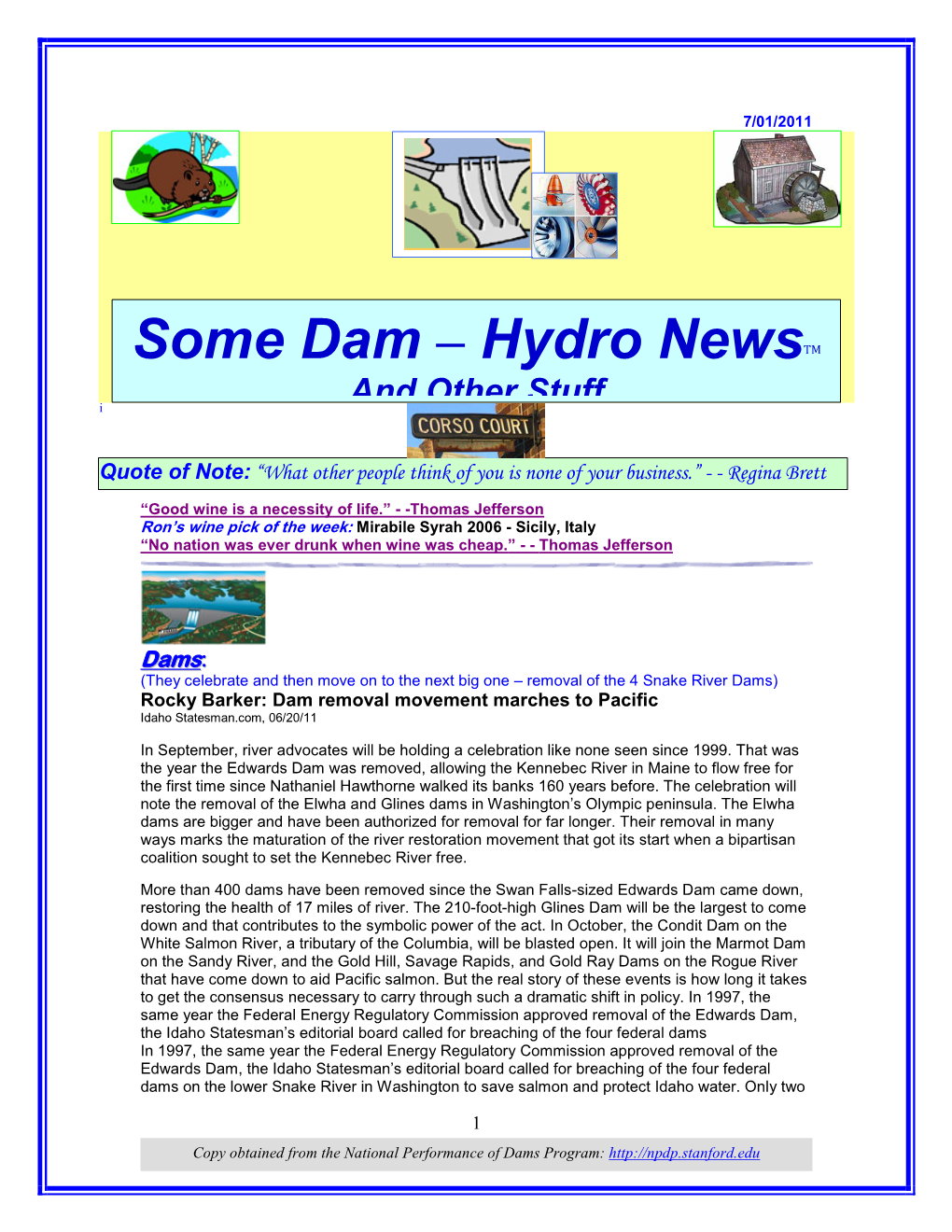 Some Dam – Hydro Newstm I and Other Stuff