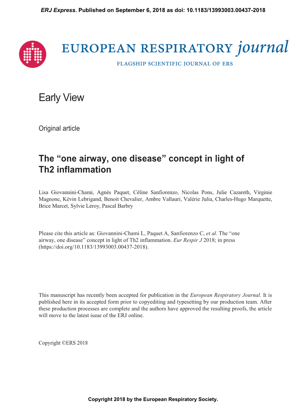 The “One Airway, One Disease” Concept in Light of Th2 Inflammation