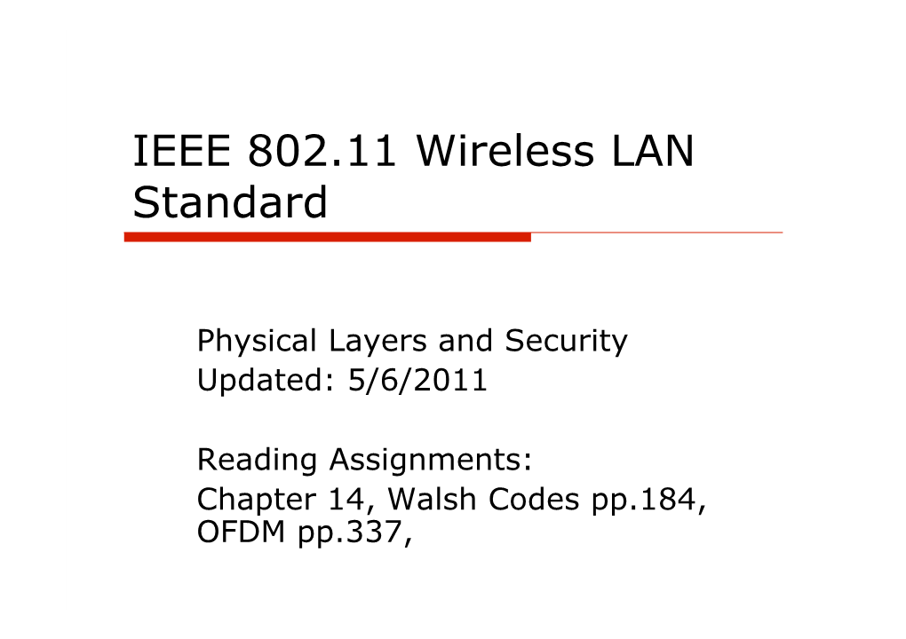 IEEE 802.11 Wireless LAN Standard