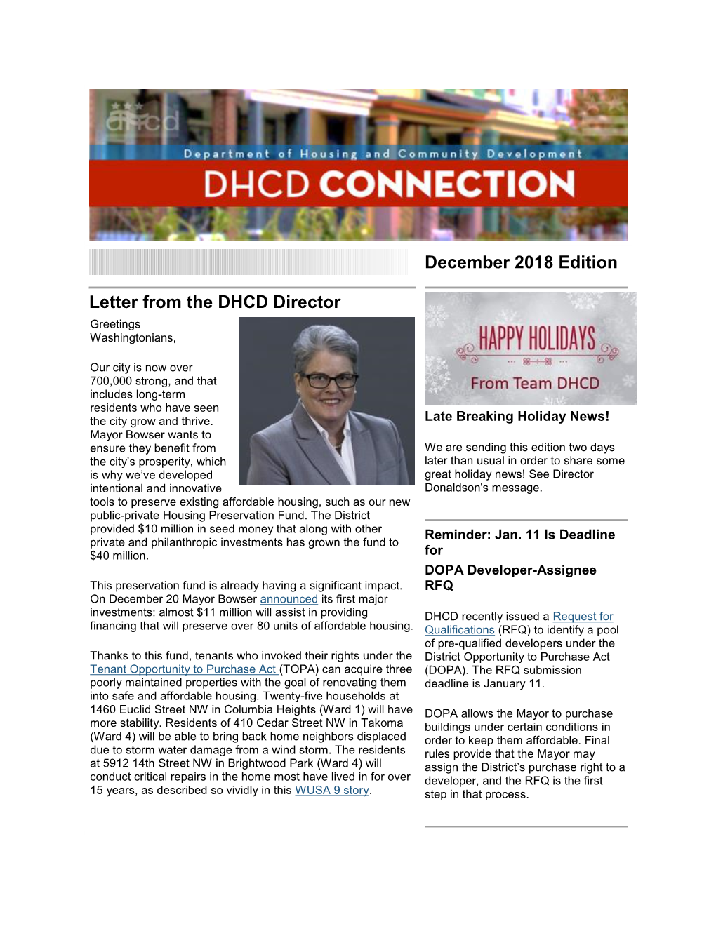 December DHCD Connection