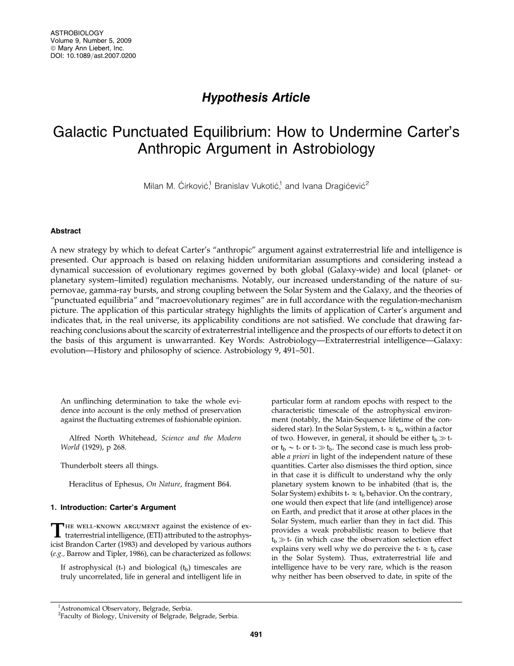 Galactic Punctuated Equilibrium: How to Undermine Carter's Anthropic Argument in Astrobiology