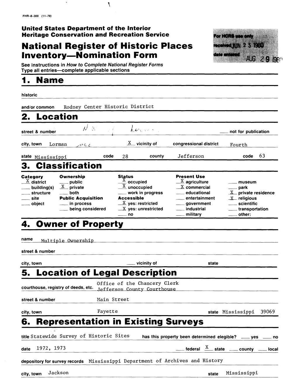 National Register of Historic Places Inventory Nomination Form 1