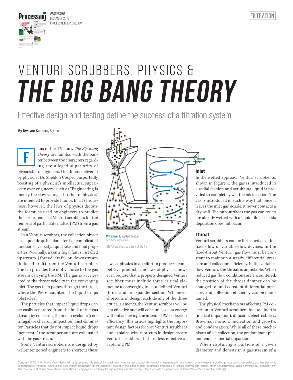 Venturi Scrubbers and the Big Bang Theory