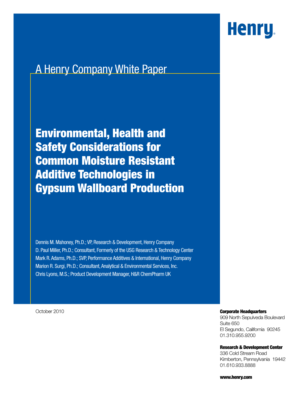 A Henry Company White Paper