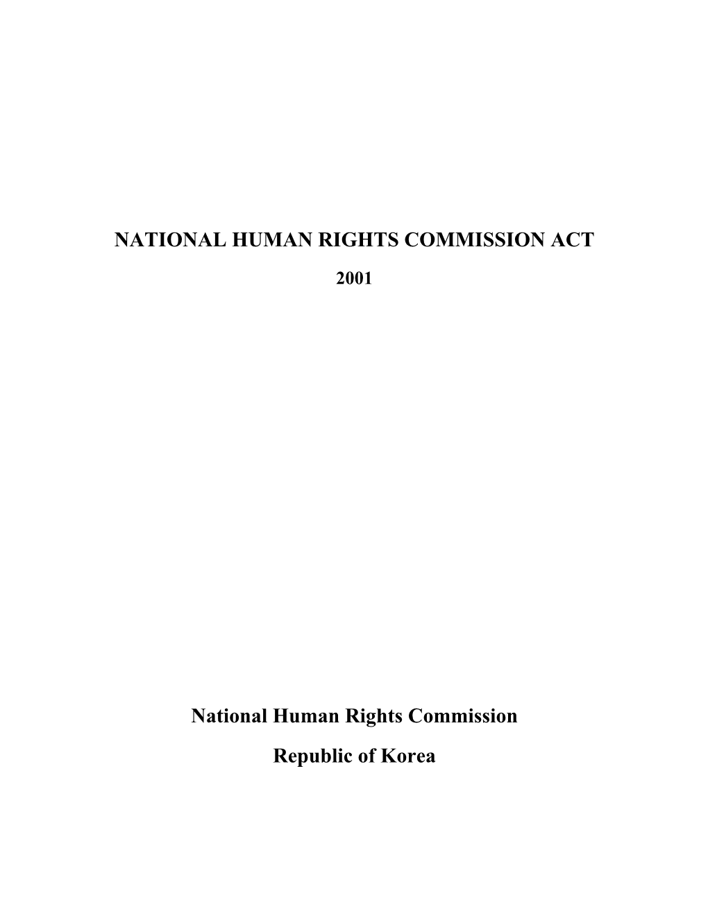 National Human Rights Commission Act