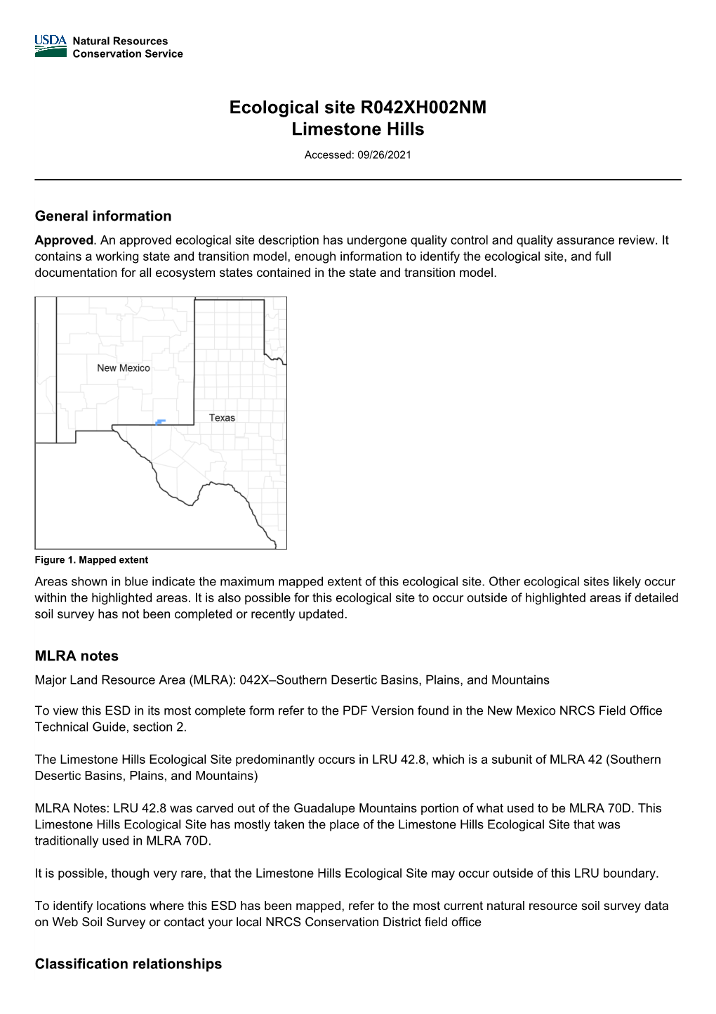 Ecological Site R042XH002NM Limestone Hills