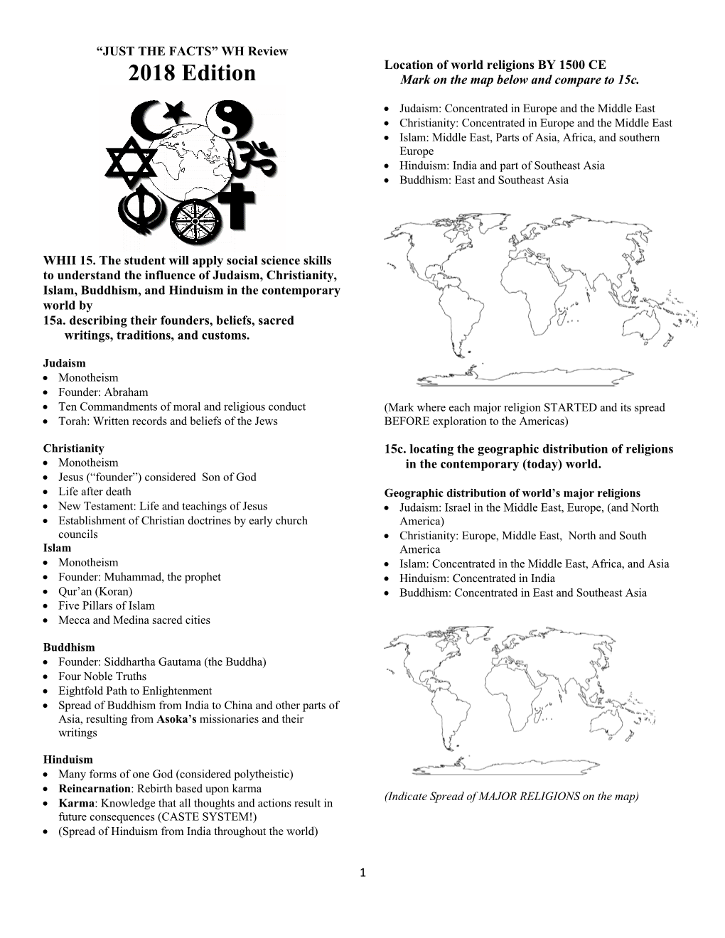 2018 Edition Mark on the Map Below and Compare to 15C