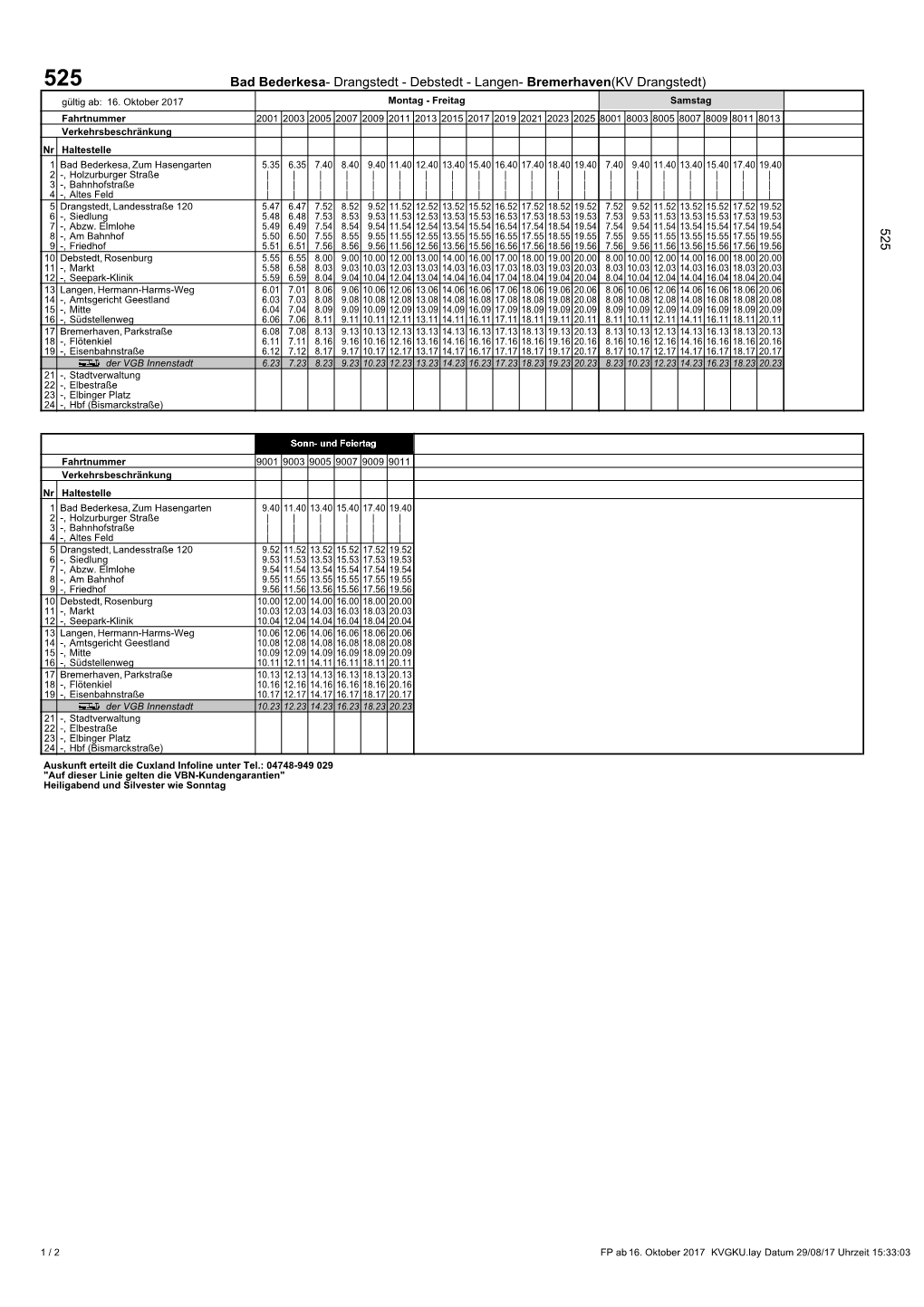 Bad Bederkesa- Drangstedt - Debstedt - Langen- Bremerhaven(KV Drangstedt) Gültig Ab: 16