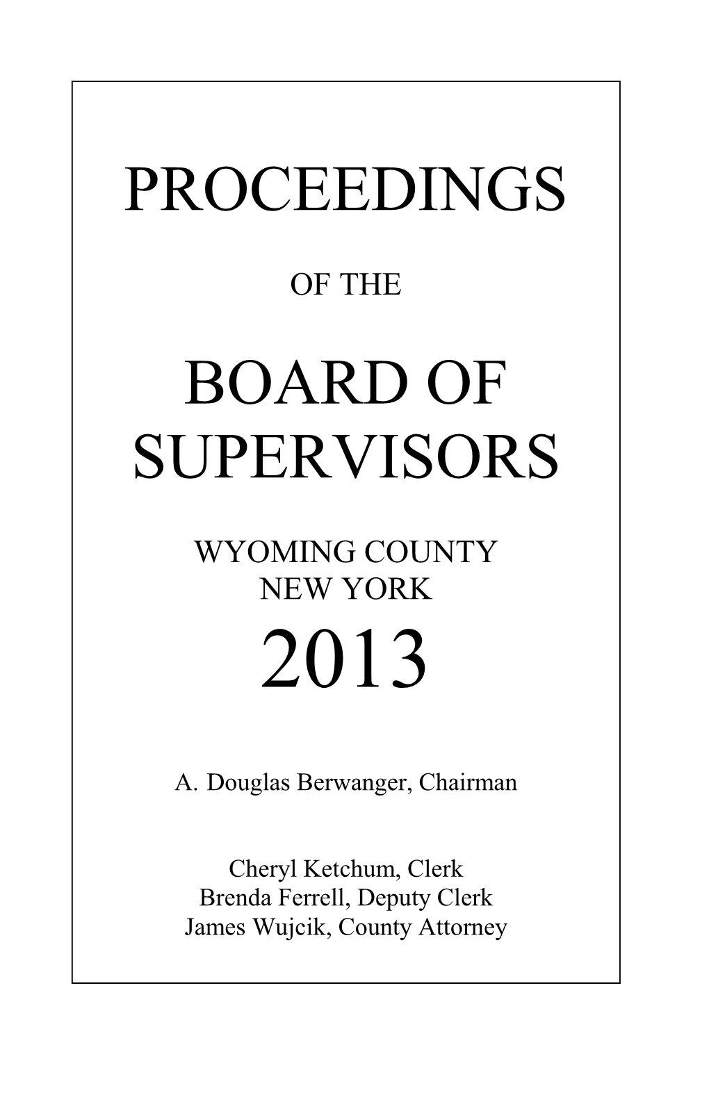 Proceedings Board of Supervisors