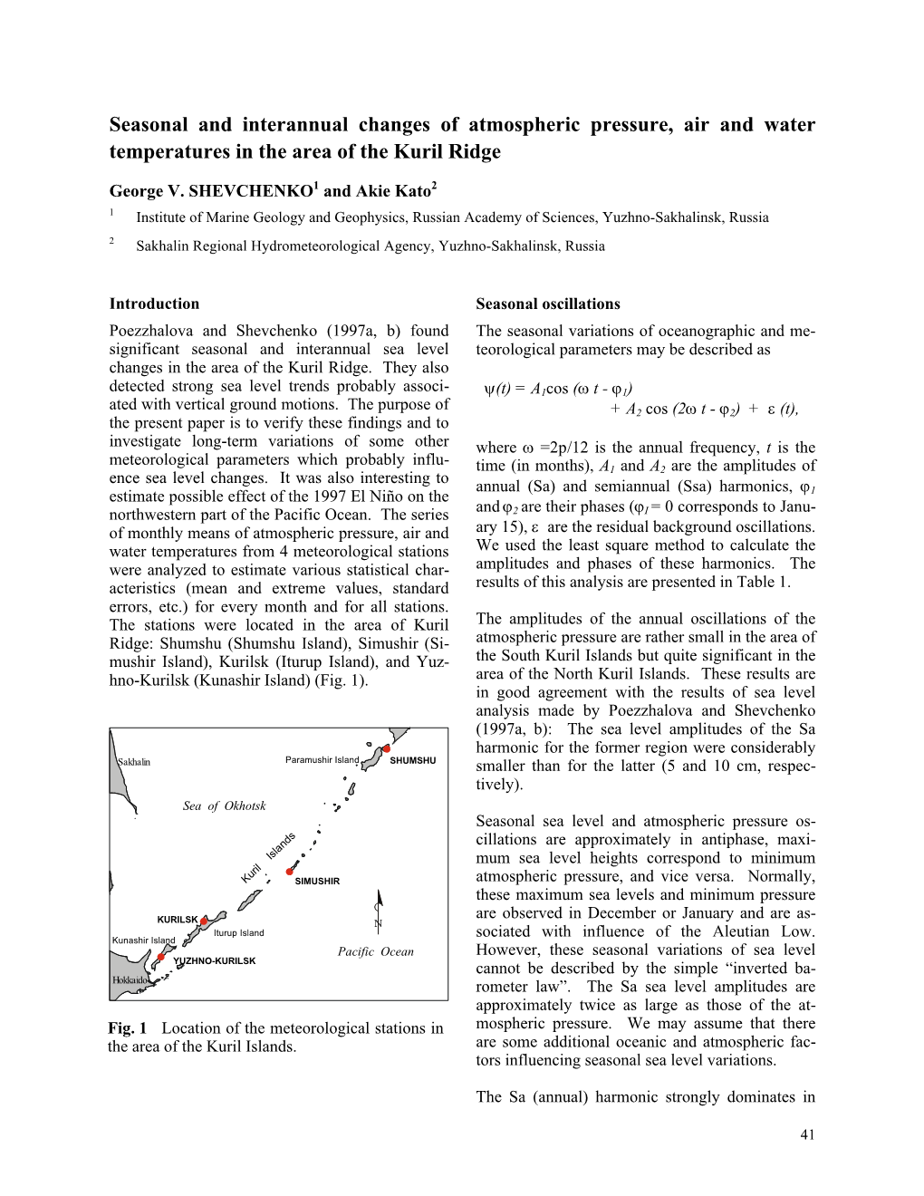 George V. Shevchenko & Akie Kato Seasonal and Interannual Changes