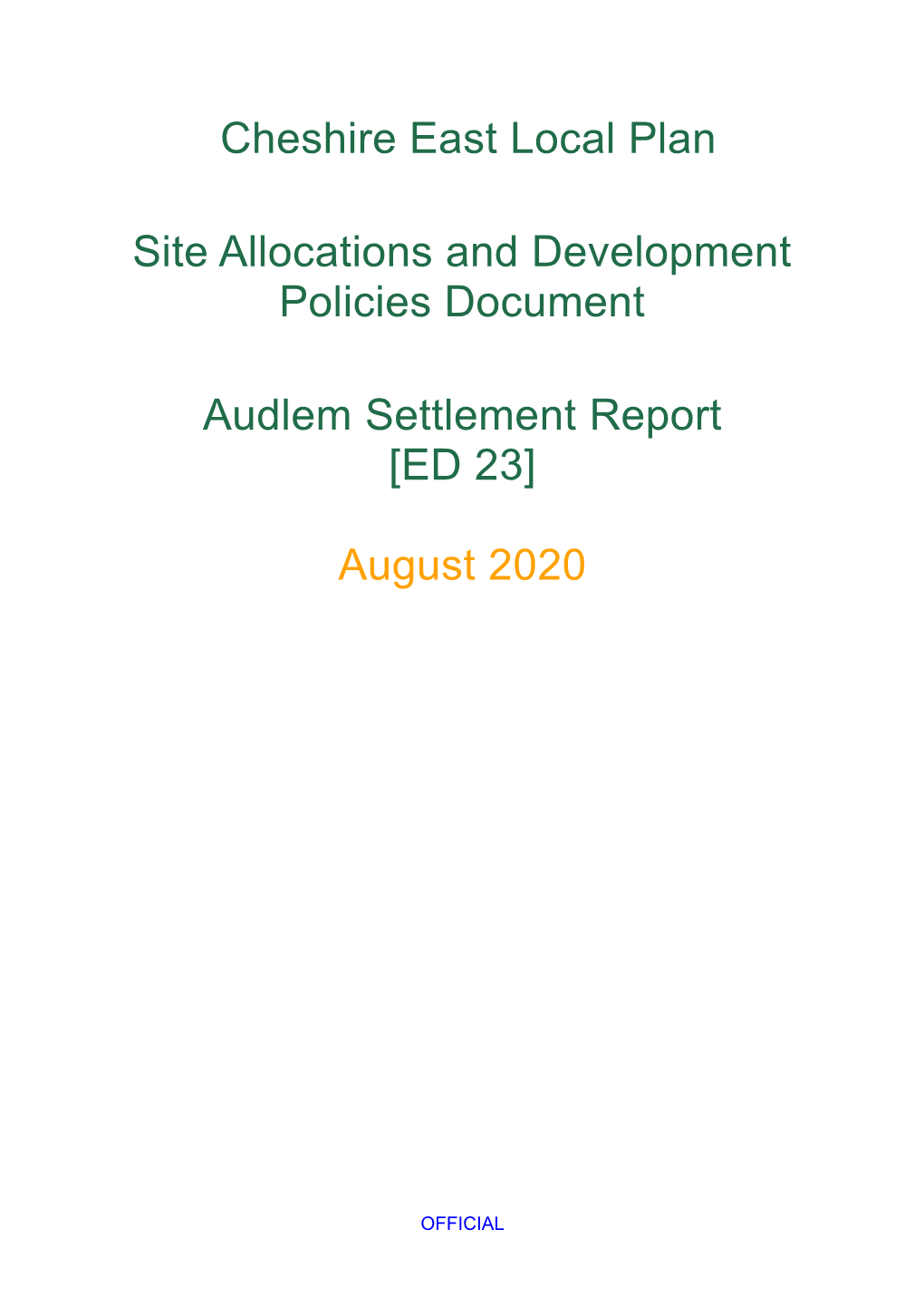 Audlem Settlement Report [ED 23]