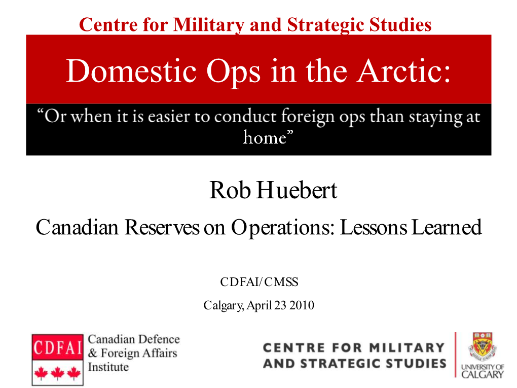 Domestic Ops in the Arctic