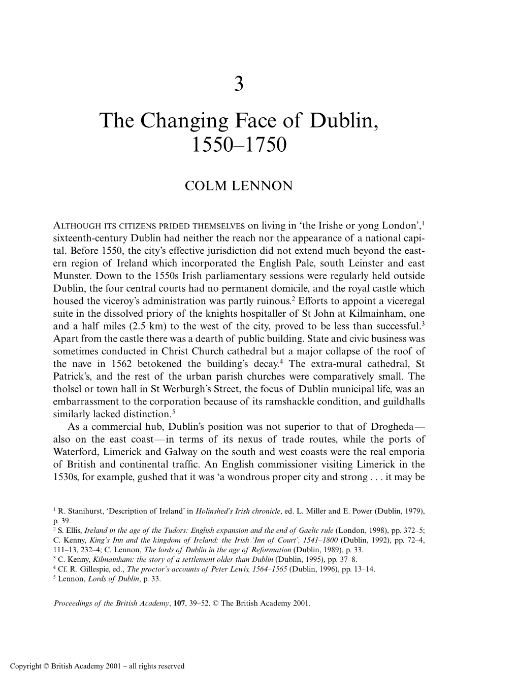 3 the Changing Face of Dublin, 1550–1750